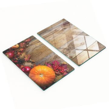 shumee Dekorativne kaljene steklene deske za rezanje z bučnimi listi 2x30x52 cm