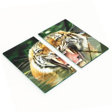 shumee Steklene kuhinjske deske za rezanje z grafiko rjovečega tigra 2x30x52 cm