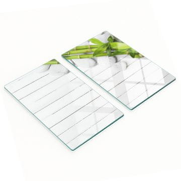 shumee Komplet kuhinjskih desk iz kaljenega stekla z vzorcem bambusa 2x30x52 cm