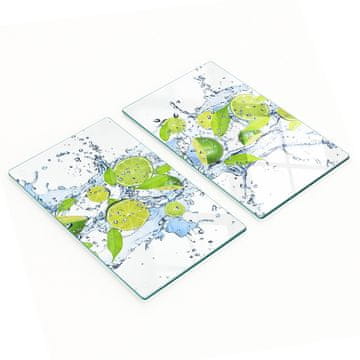 shumee Dekorativne steklene kuhinjske deske za rezanje limet in vode 2x30x52 cm
