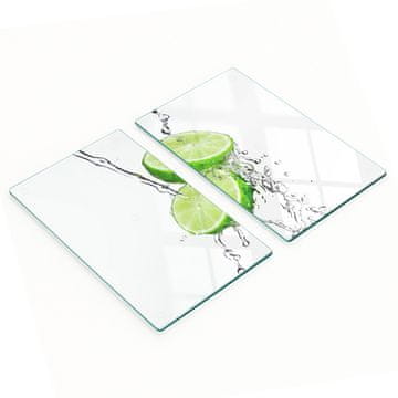 shumee Dekorativne steklene kuhinjske deske za rezanje limet in vode 2x30x52 cm