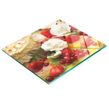shumee Dekorativna steklena deska za rezanje v kuhinji Torta in jagode 60x52 cm