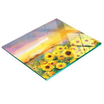 shumee Dekorativna steklena kuhinjska deska za rezanje Sončnično polje 60x52 cm