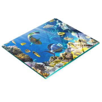 shumee Kuhinjska večnamenska dekorativna steklena tabla Koralni greben 60x52 cm
