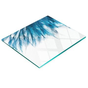 shumee Dekorativna steklena deska za rezanje in serviranje Modro perje 60x52 cm