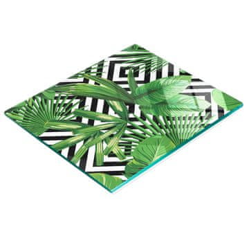 shumee Dekorativna kaljena steklena deska za rezanje s tropskimi listi 60x52 cm