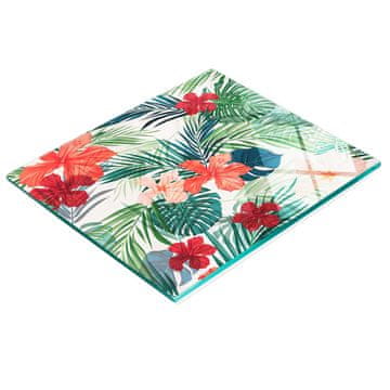 shumee Elegantna in trpežna steklena tabla s potiskom tropskega cvetja 60x52 cm