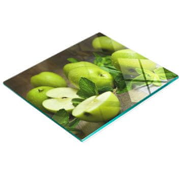 shumee Kuhinjska večnamenska dekorativna steklena tabla Zelena jabolka 60x52 cm