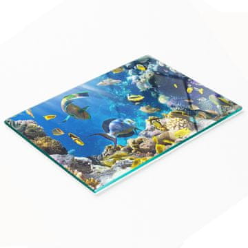 shumee Kuhinjska večnamenska dekorativna steklena tabla Koralni greben 80x52 cm