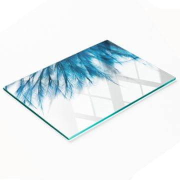 shumee Dekorativna steklena deska za rezanje in serviranje Modro perje 80x52 cm