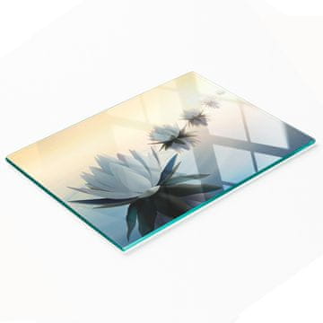 shumee Kaljena večnamenska dekorativna steklena tabla Lotosovi cvetovi 80x52 cm