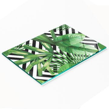 shumee Dekorativna kaljena steklena deska za rezanje s tropskimi listi 80x52 cm