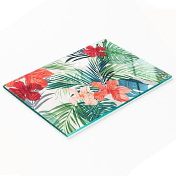 shumee Elegantna in trpežna steklena tabla s potiskom tropskega cvetja 80x52 cm