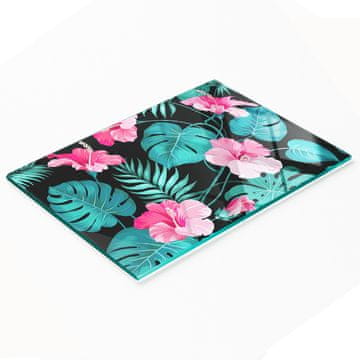 shumee Elegantna in trpežna steklena tabla s potiskom tropskega cvetja 80x52 cm