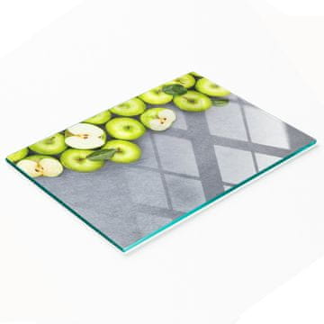 shumee Dekorativna steklena servirna deska za prigrizke Zelena jabolka 80x52 cm