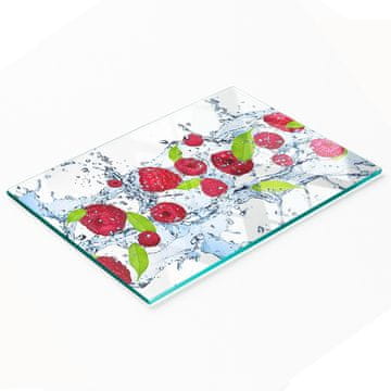 shumee Večnamenska dekorativna steklena kuhinjska deska Maline in voda 80x52 cm