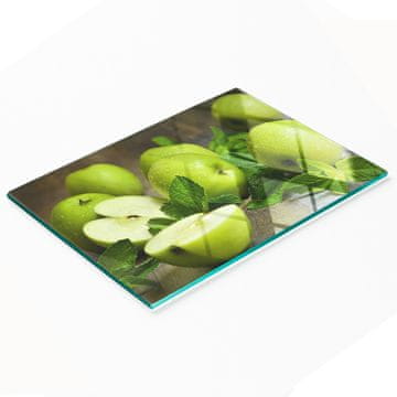 shumee Kuhinjska večnamenska dekorativna steklena tabla Zelena jabolka 80x52 cm