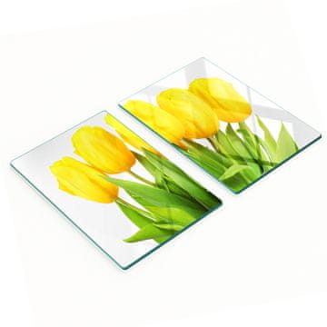 shumee Dekorativne kaljene steklene deske za rezanje Rumeni tulipani 2x40x52 cm