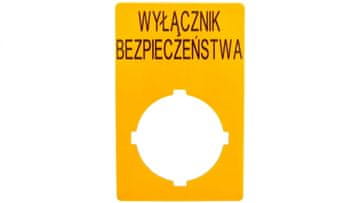 Eaton Napisna ploščica 33x50mm rumena /varnostno stikalo/ M22-XZK1-PL99 167636