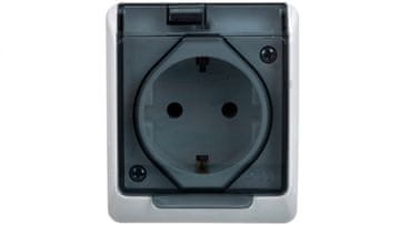 Elektro-Plast Hermes hermetična Schuko vtičnica z/z dimno loputo 16A IP44 bela 0324-01
