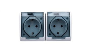 Elektro-Plast Hermes hermetična Schuko vtičnica z/z dimno loputo 16A IP44 bela 0325-01