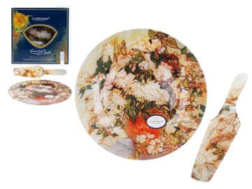 Carmani DEKORATIVNI KROŽNIK Z LOPATKO ZA TORTO, VAZA VAN GOGH Z VRTNICAMI