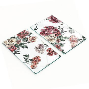 shumee Komplet kuhinjskih desk iz kaljenega stekla z vzorcem vrtnic 2x30x52 cm