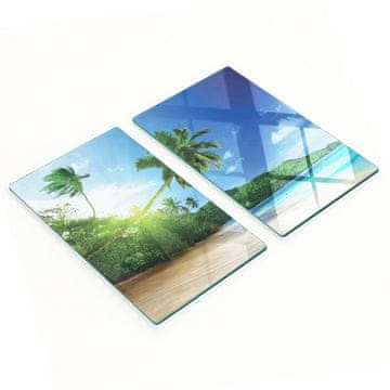 shumee Kuhinjske deske iz kaljenega stekla z grafiko plaže Sejšelov 2x30x52 cm