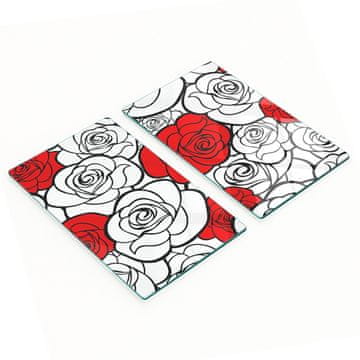 shumee Komplet kuhinjskih desk iz kaljenega stekla z vzorcem vrtnic 2x30x52 cm