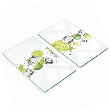 shumee Steklene kuhinjske deske za rezanje z grafiko limete in vode 2x30x52 cm