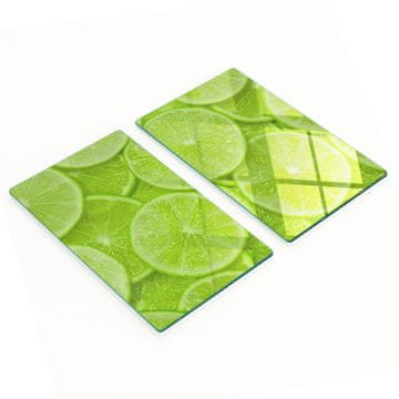 shumee Komplet kuhinjskih desk iz kaljenega stekla z grafiko limete 2x30x52 cm