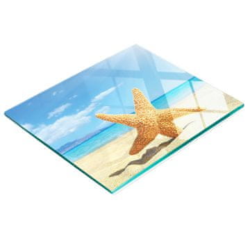 shumee Dekorativna steklena kuhinjska deska za rezanje Starfish Beach 60x52 cm