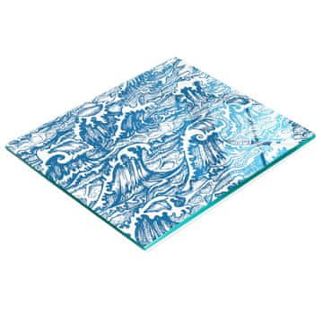 shumee Steklena dekorativna servirna deska za prigrizke Morski valovi 60x52 cm