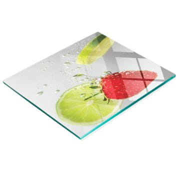 shumee Kuhinjska deska iz kaljenega stekla z grafiko jagode in limete 60x52 cm