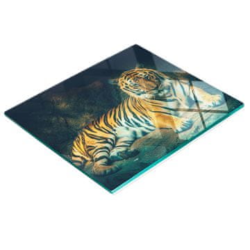 shumee Dekorativna steklena deska za rezanje in serviranje Tiger Cave 60x52 cm