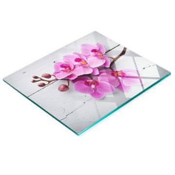 shumee Dekorativna kaljena steklena deska za rezanje Orhideja na lesu 60x52 cm