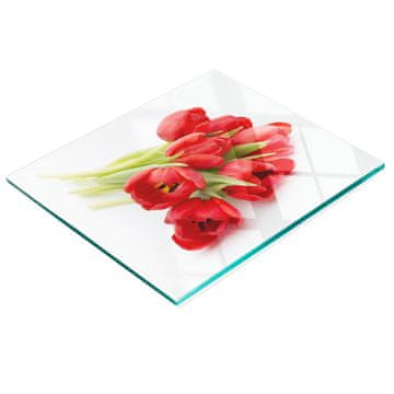 shumee Steklena kuhinjska deska za rezanje z grafiko rdečih tulipanov 60x52 cm