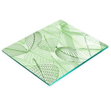 shumee Dekorativna kaljena steklena deska za rezanje z vzorcem listov 60x52 cm