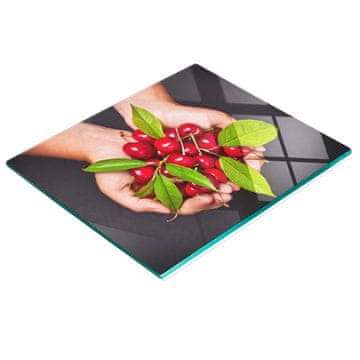 shumee Dekorativna steklena kuhinjska deska za rezanje Češnje v rokah 60x52 cm