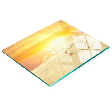 shumee Steklena dekorativna servirna deska za prigrizke Srce na pesku 60x52 cm