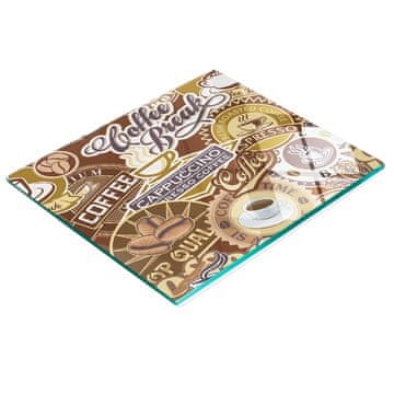 shumee Kuhinjska deska iz kaljenega stekla z dekorativno grafiko Cafe 60x52 cm