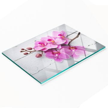 shumee Dekorativna kaljena steklena deska za rezanje Orhideja na lesu 80x52 cm
