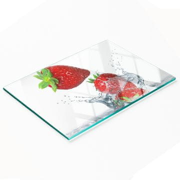 shumee Dekorativna steklena kuhinjska deska za rezanje Jagode in voda 80x52 cm