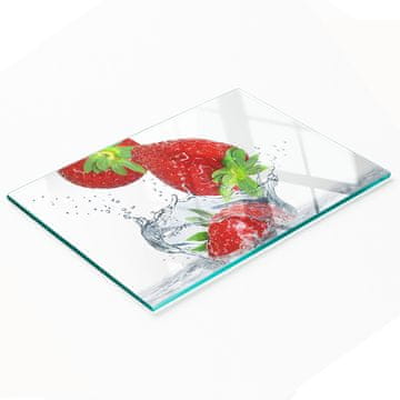 shumee Dekorativna steklena kuhinjska deska za rezanje Jagode in voda 80x52 cm