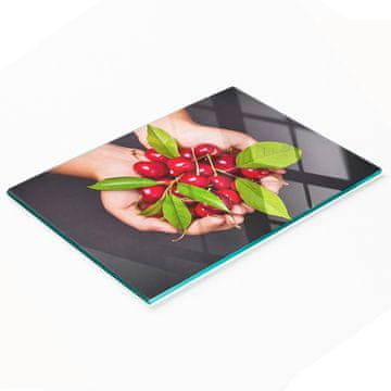 shumee Dekorativna steklena kuhinjska deska za rezanje Češnje v rokah 80x52 cm
