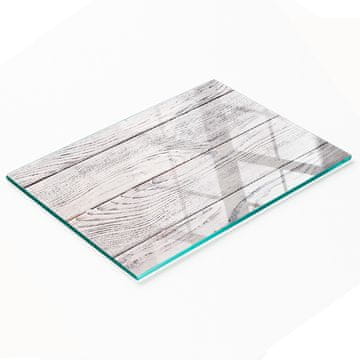 shumee Dekorativna steklena kuhinjska deska za rezanje z leseno steno 80x52 cm