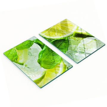 shumee Dekorativne steklene kuhinjske deske za rezanje Lime z ledom 2x40x52 cm