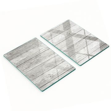 shumee Komplet kuhinjskih desk iz kaljenega stekla z lesnim vzorcem 2x40x52 cm