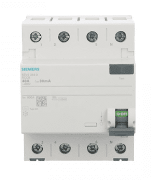 Siemens 4P 40A 0,03A diferencialno varovalko Tip AC 30mA 400V SENTRON 5SV4344-0