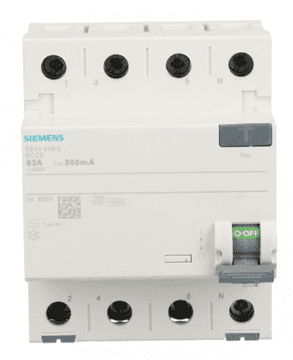 Siemens 4P diferencialno varovalko 63A 0,03A Tip AC 30mA 400V Sentron 5SV4346-0